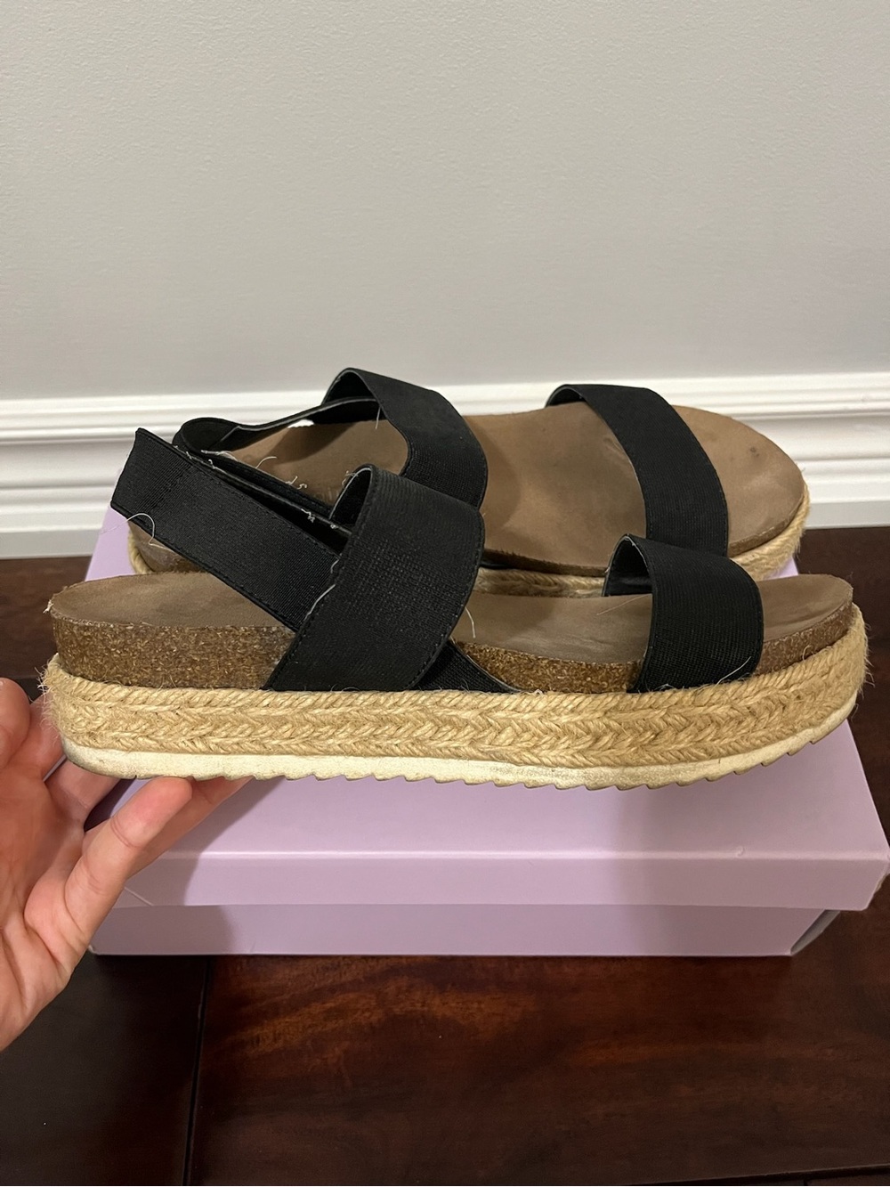 Madden Girl Black Espadrille Platform Sandals